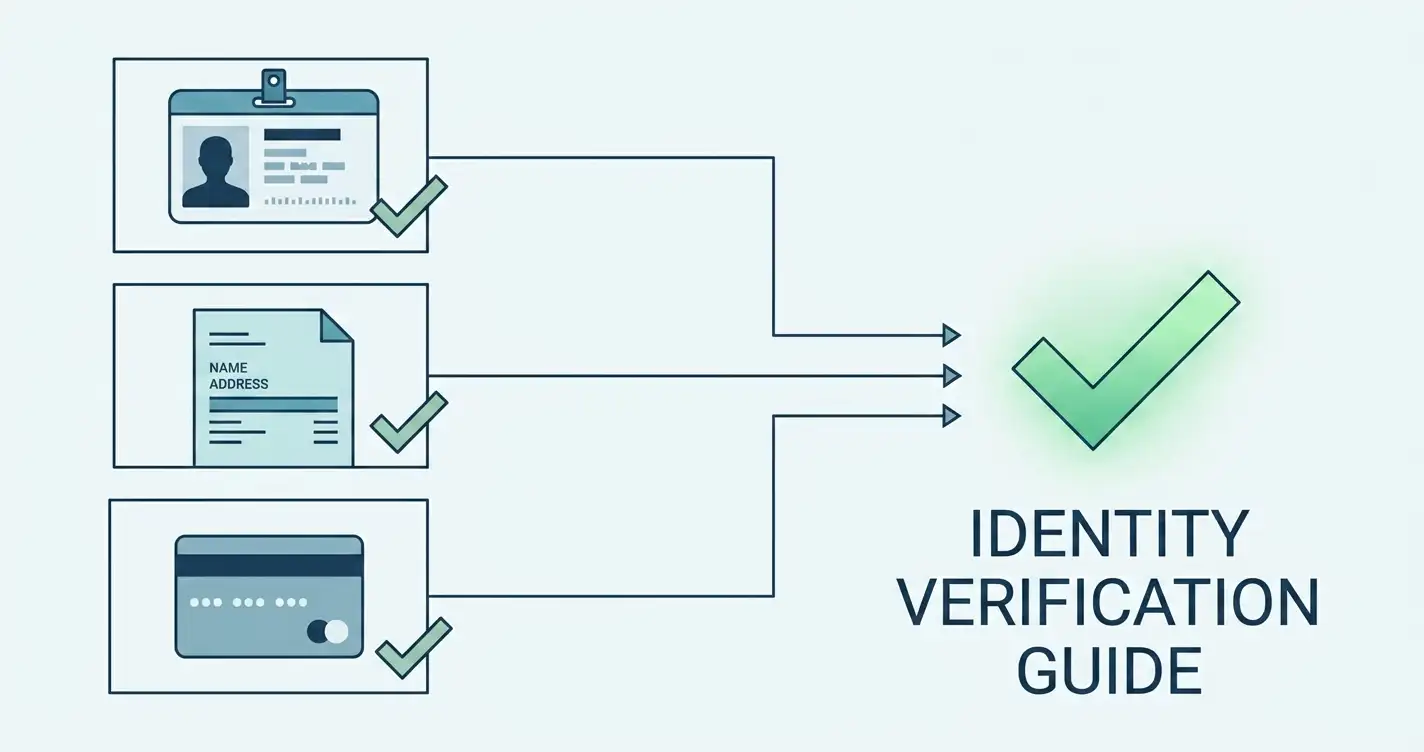 Generic editorial illustration of account and identity verification steps without a real casino interface
